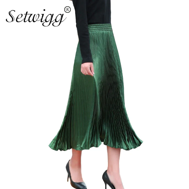 Женская длинная Плиссированная юбка годе с воланом на резинке|long pleated skirts|long