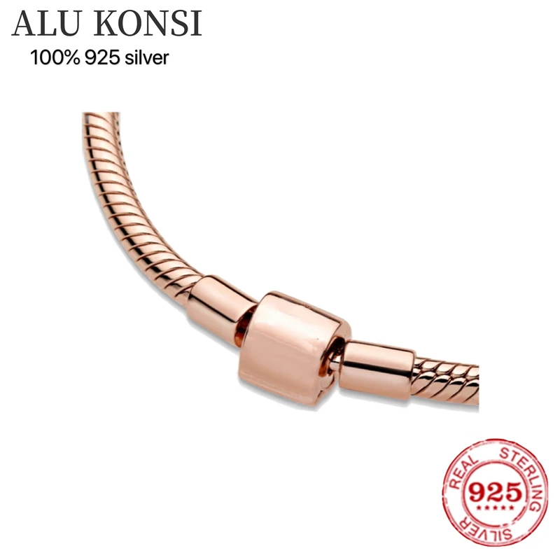 

Original Luxury Real 100% 925 Sterling Silver pan bracelet for Women Snake Chain Bangle Authentic Charm high quality DIY Jewelry