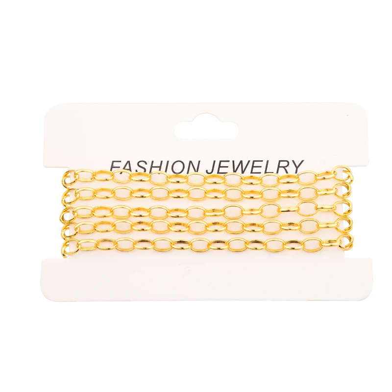 

SAUVOO 1 Meters/Lot 6x5mm Metal Oval O Style Necklace Chains Rolo Chains Loop Link For DIY Jewelry Findings Handmade Supplies