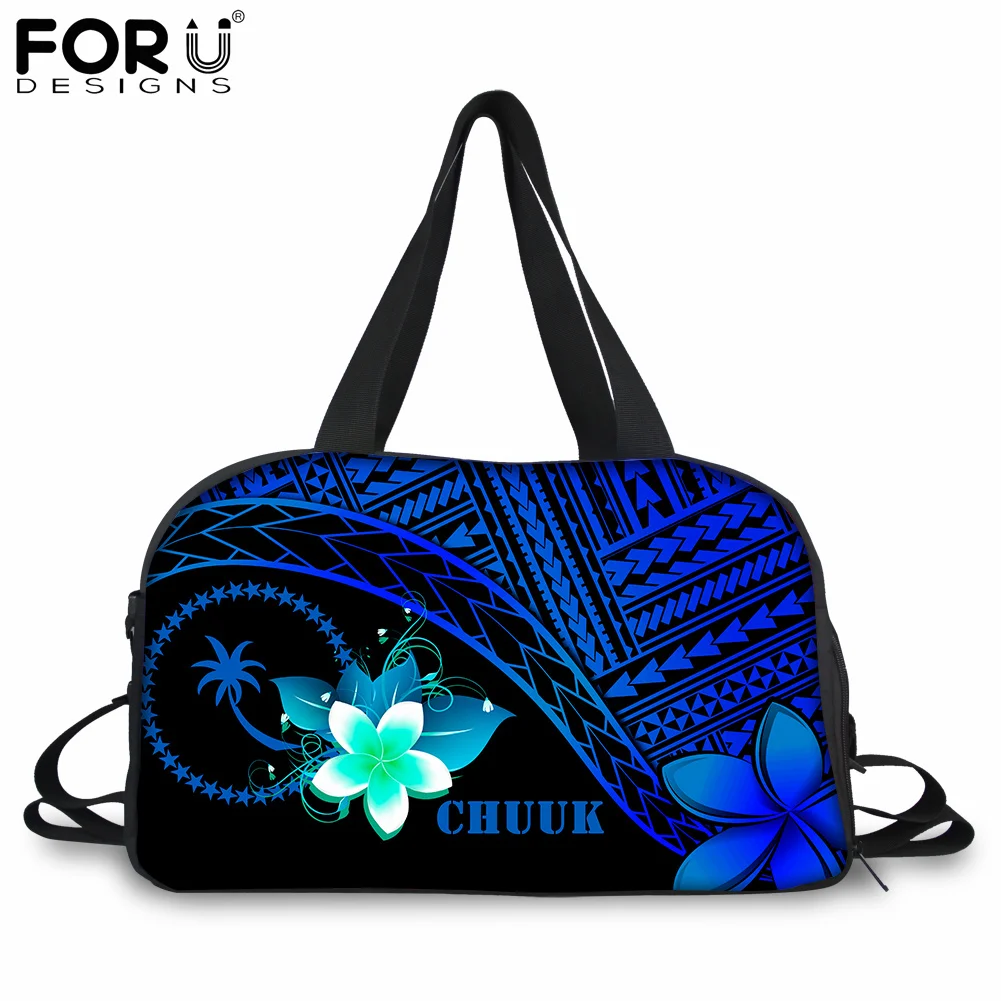 

FORUDESIGNS Chuuk Polynesian Plumeria Design Fashion Large Capacity Women's Travel Duffle Casual Ladies Sport Gym Storage Bags
