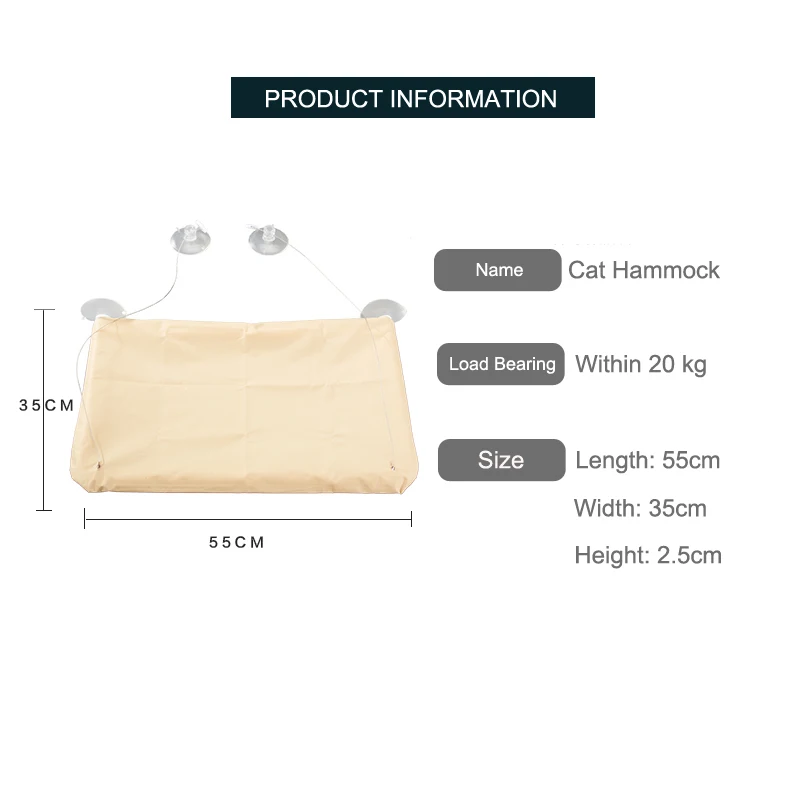 

20KG Cat Hammock Window Mounted Cat Hammock Pet Hanging Bed Wood Shelf Seat Pet Climbing Toys Cat Lounger Soft Warm Bed
