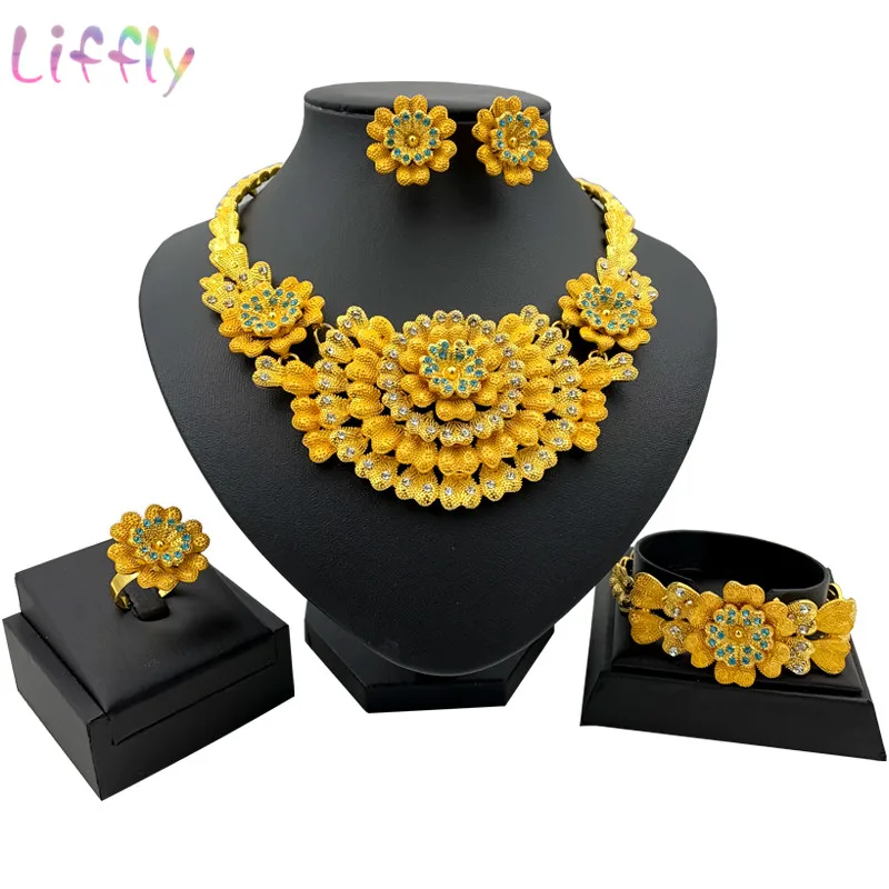 Африканский комплект ювелирных изделий большое ожерелье серьги кольцо браслет