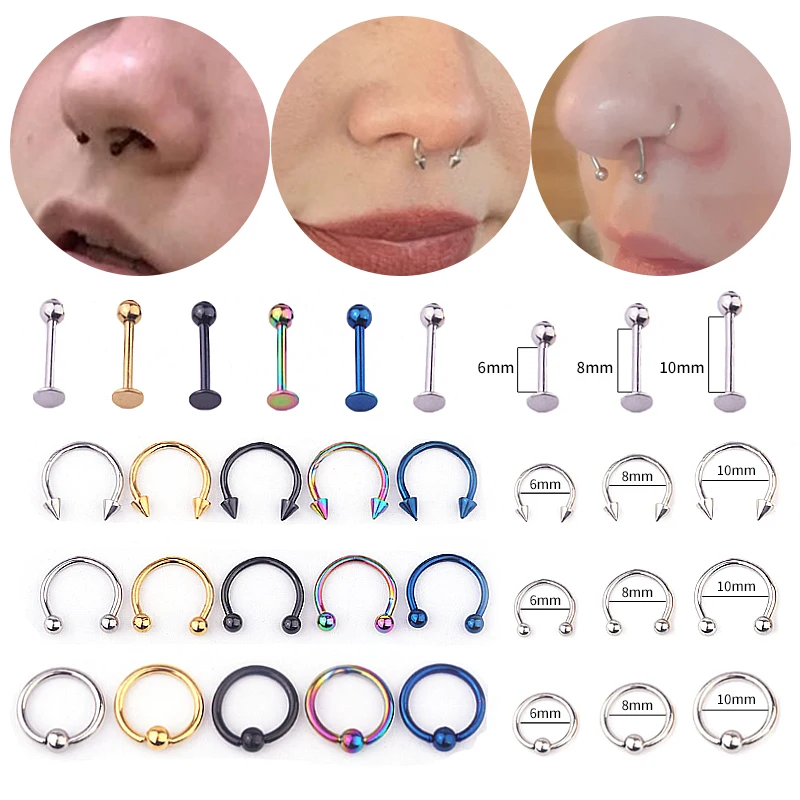 

5PCS /Pack Surgical Steel Captive Bead Ring Ear Hoop Nose Ring Loop Ear Tragus Cartilalge Piercing Ring Body Jewelry Earring
