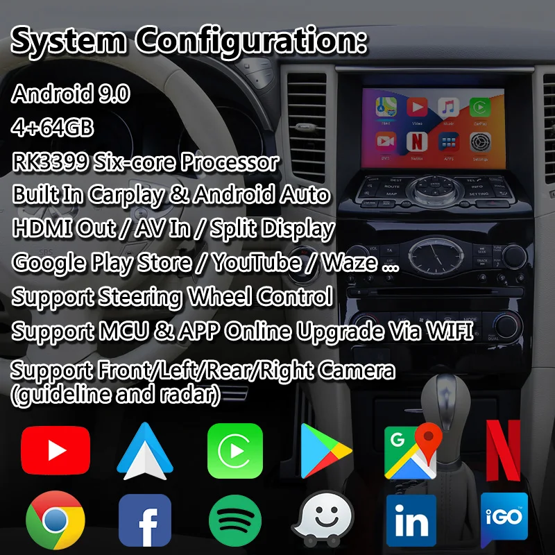 Видеоинтерфейс Lsailt Android Carplay для Infiniti FX37 FX50 FX35 FX30d FX 2008 2013 года GPS навигация