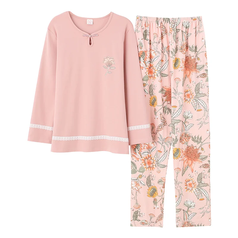 Осенне-зимняя женская пижама домашняя одежда большой пижамный комплект ярдов с