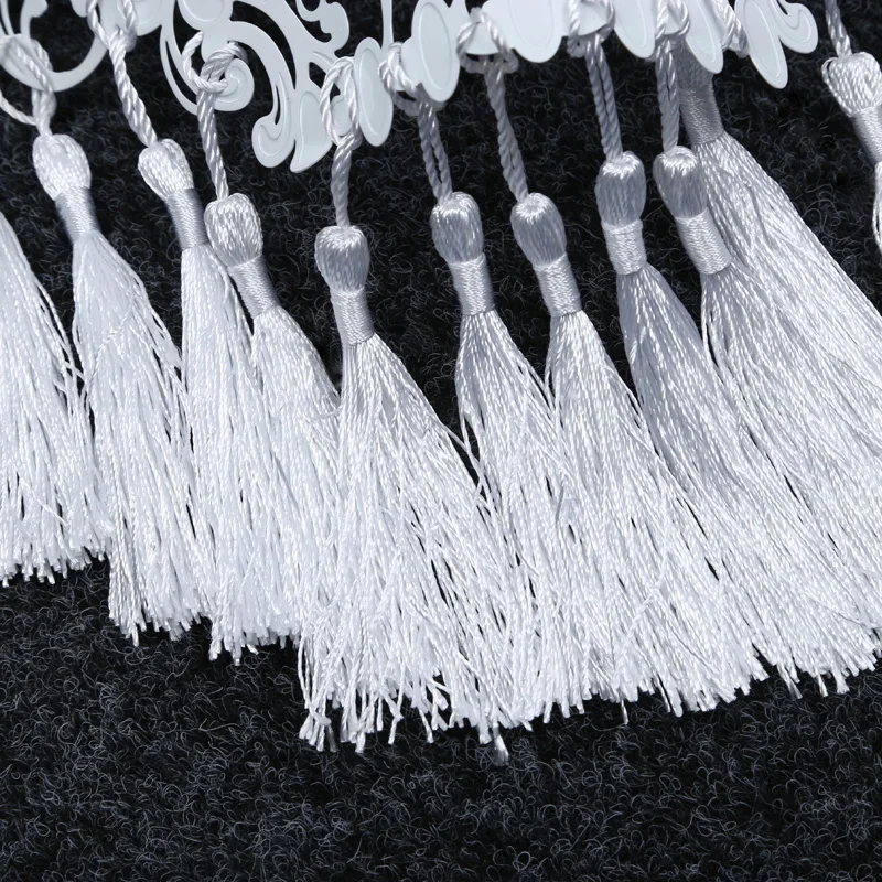 Черно белая Сексуальная Ажурная маска с бахромой со стразами для певцов