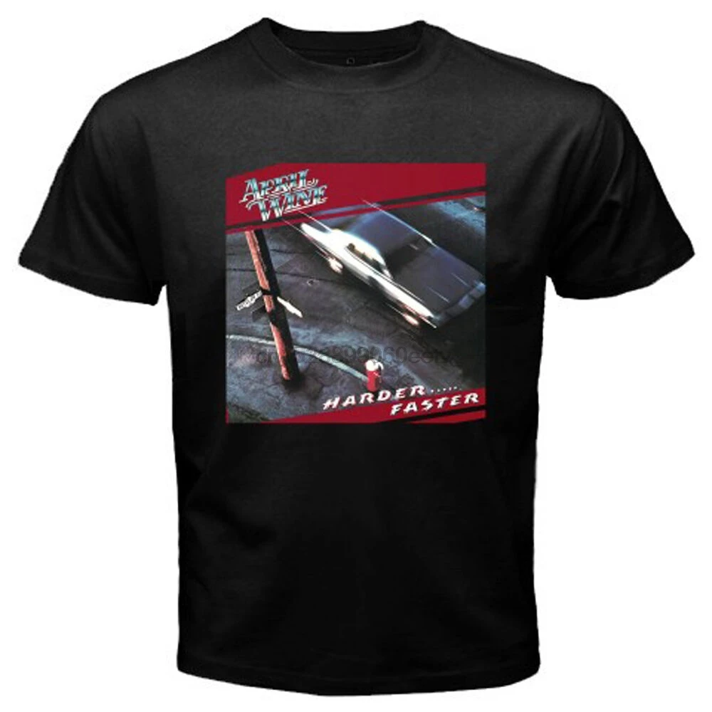 Новинка Мужская черная футболка с надписью WINE Harder Faster Rock Band размер S M L XL 2XL 3XL| |