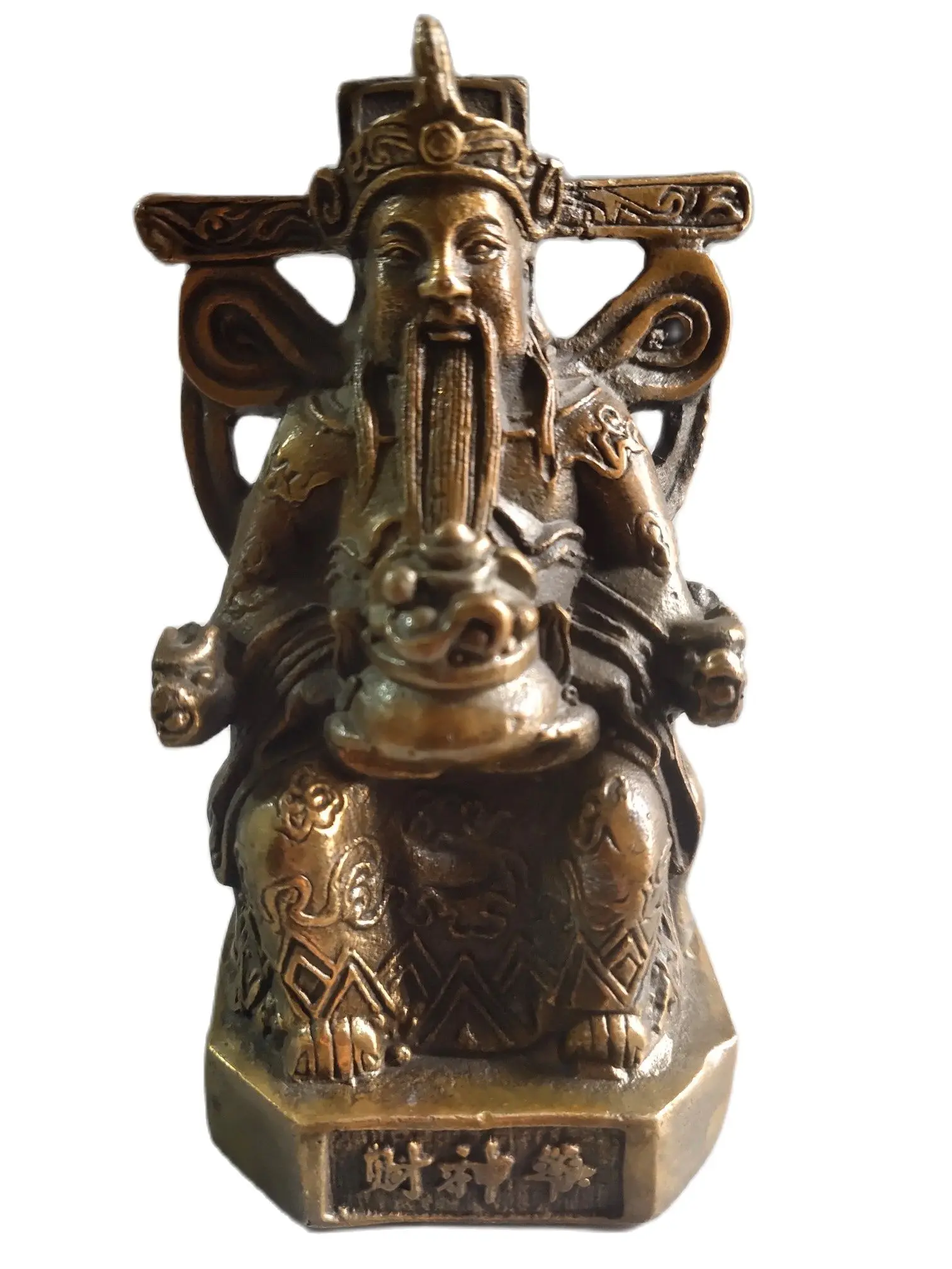 

Китайская Народная ретро антикварная коллекция художественных поделок от 18th -20th Centuries, высота 10 см, бронзовая статуя Будды, «Бог богатства»