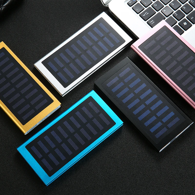 30000mah Солнечный внешний аккумулятор 2 USB LED Портативный мобильный телефон