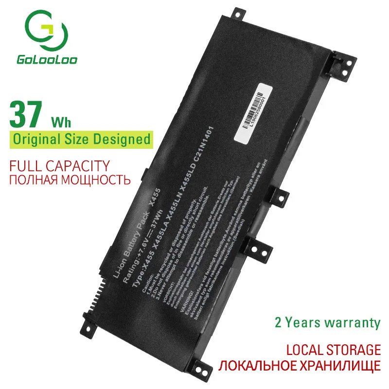 Golooloo C21N1401 для ASUS с адаптером переменного тока питания Батарея X455 X455L X455LA A455L A455LD