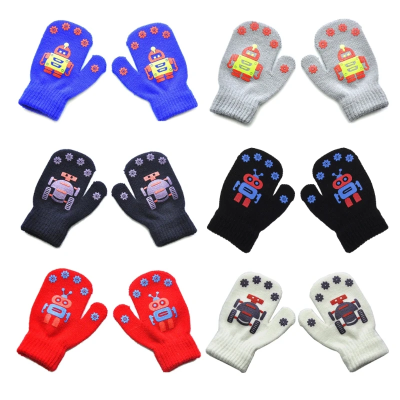 

Stretchy Knitted Warm Full Finger Mittens for Child Winter Warm Must Have Golves