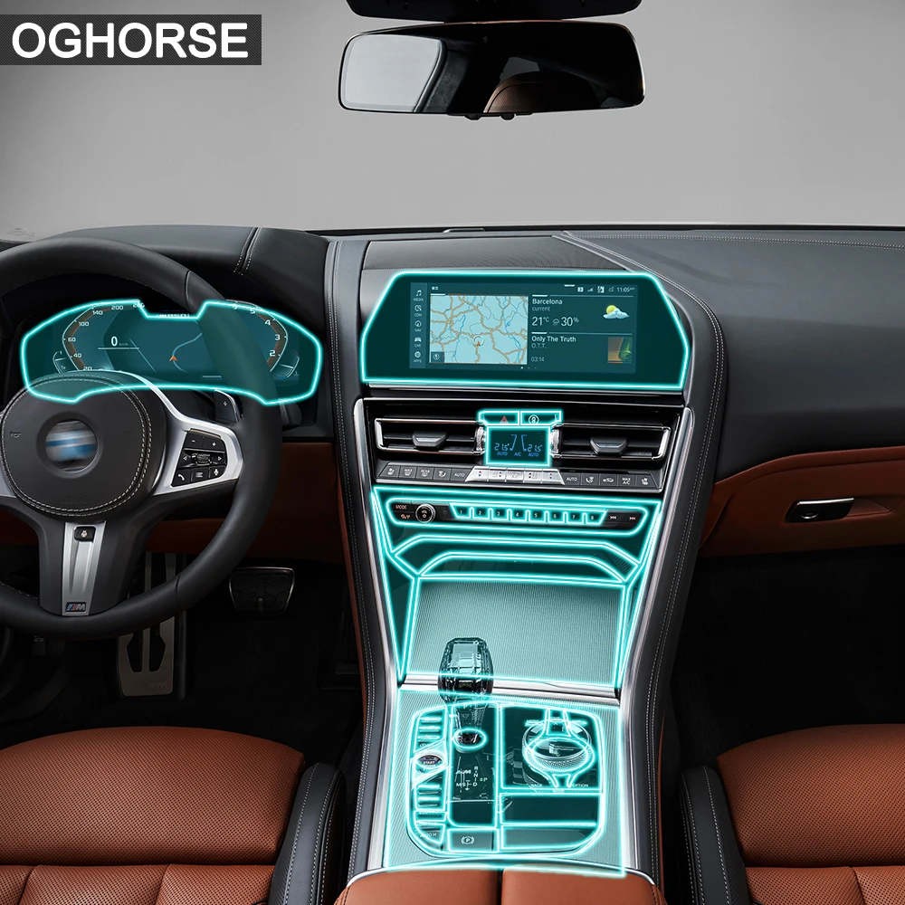 

Car Interior Central Console Gear Headlight Dashboard Navigation Screen Protective Film for BMW 8 Series G16 2018 2019 2020 2021