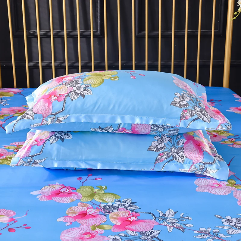 

Flower-Art Exquisite Printing Smooth Cool Satin Pillow Case for Home Decor Hotel Renewal without Pillow Core