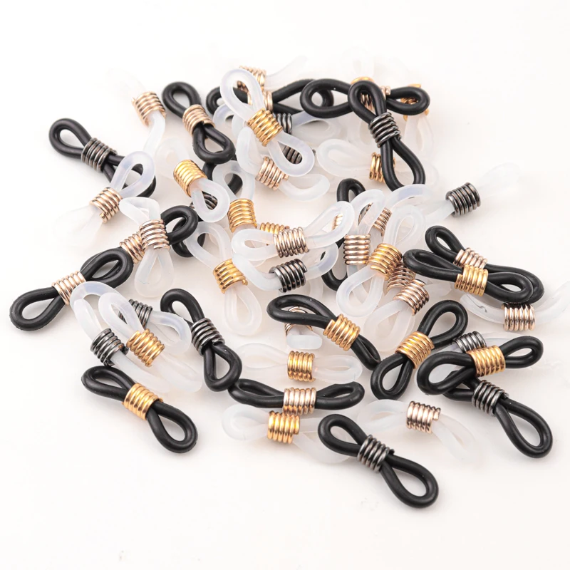 

50pcs Black/white Adjustable Lanyard Cord Rubber Connectors Strap Eyelets for Transparent Glasses Band Rope Eyewear Accessories