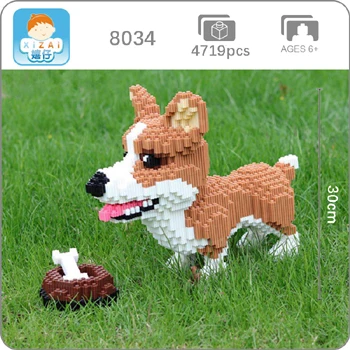 Corgi Dog A Xizai животное Хаски Шнауцер корги собака персидская кошка панда жираф Свинья Пикачу Марио Йоши DIY Мини строительные блоки игрушка без коробки - Цвет: Corgi Dog A