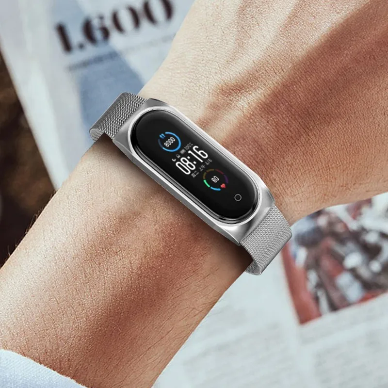 Ремешок для смарт-часов Xiaomi Mi band 6 5 Металлический Стальной сменный