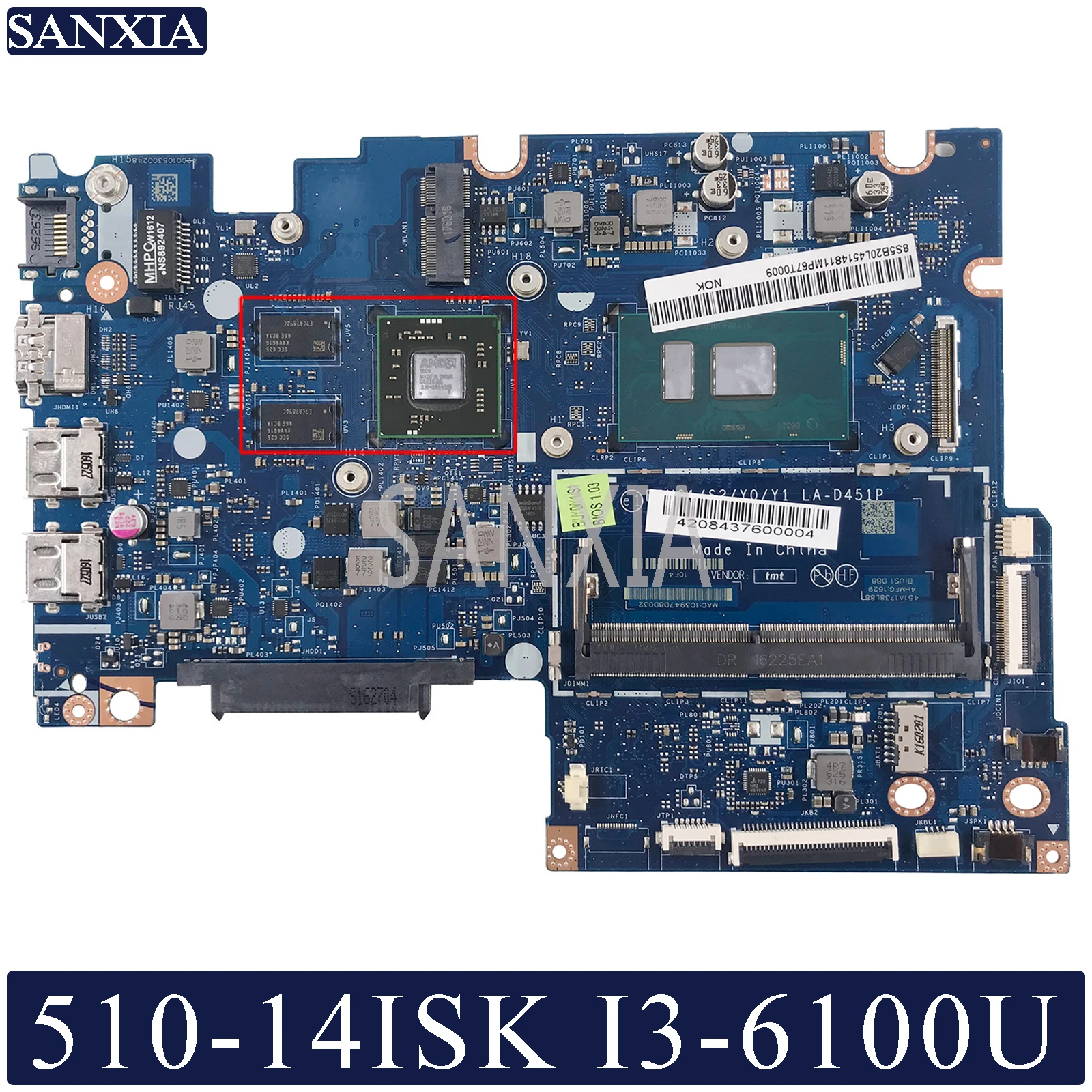 

Материнская плата KEFU LA-D451P для ноутбука Lenovo YOGA 510-14ISK Flex4-1470 оригинальная материнская плата с видеокартой