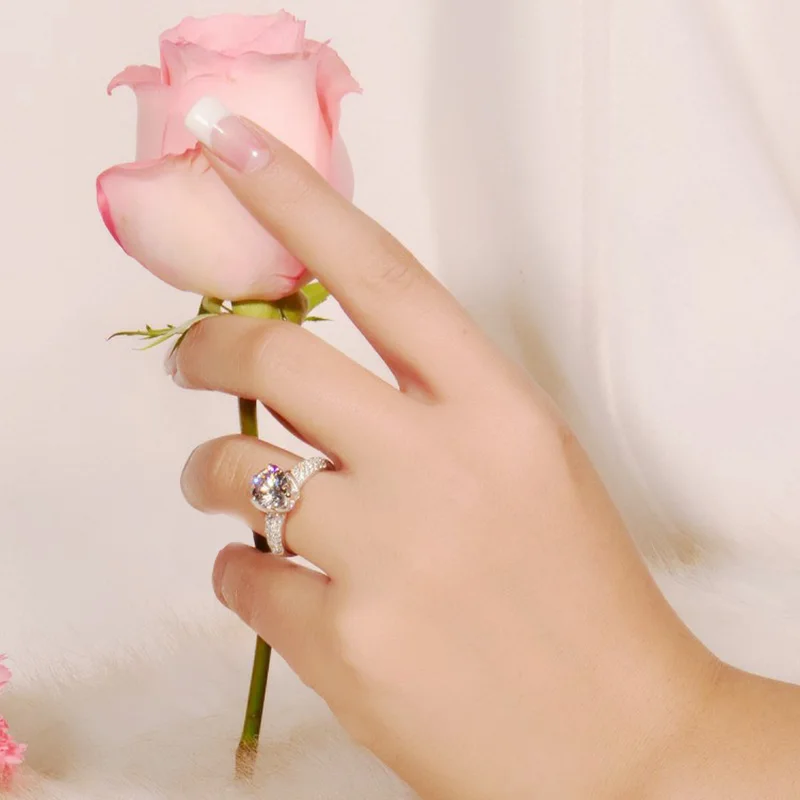 3 карата в форме цветка имитация камня обручальные кольца роскошная звезда