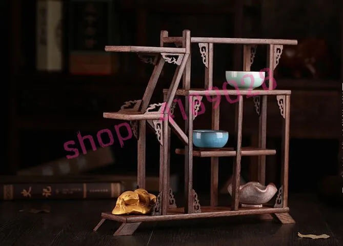 Твердая древесина куриное крыло дерево счастливый Лот снова и curio полки орнамент