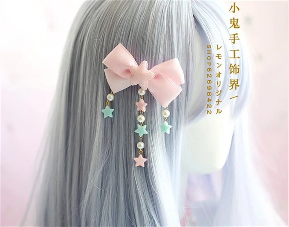 Заколка для волос с жемчугом и бантом B498 в готическом стиле|Аксессуары костюмов| |