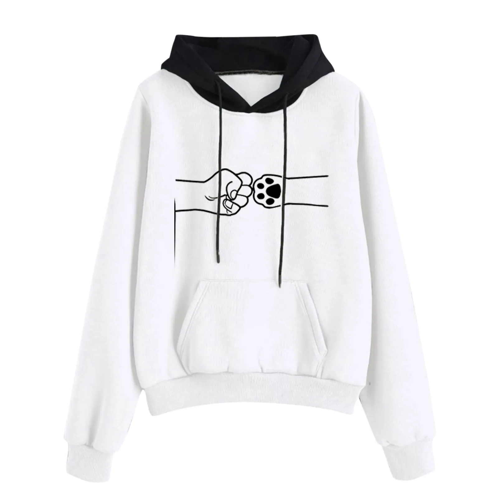 

Fashiong Women T-Shirts Casual Long Sleeve Pouch Pocket Pullover Hoodie Blouse Ladies Autumn Winter Pullover Tops Streetwear