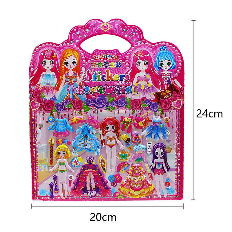 10 unids/lote bricolaje lindo princesa vestido de 3D juguete para ni&ntilde;a de dibujos animados de moda Anime Kawaii Bubble pegatinas juguetes de regalo de Navidad-2