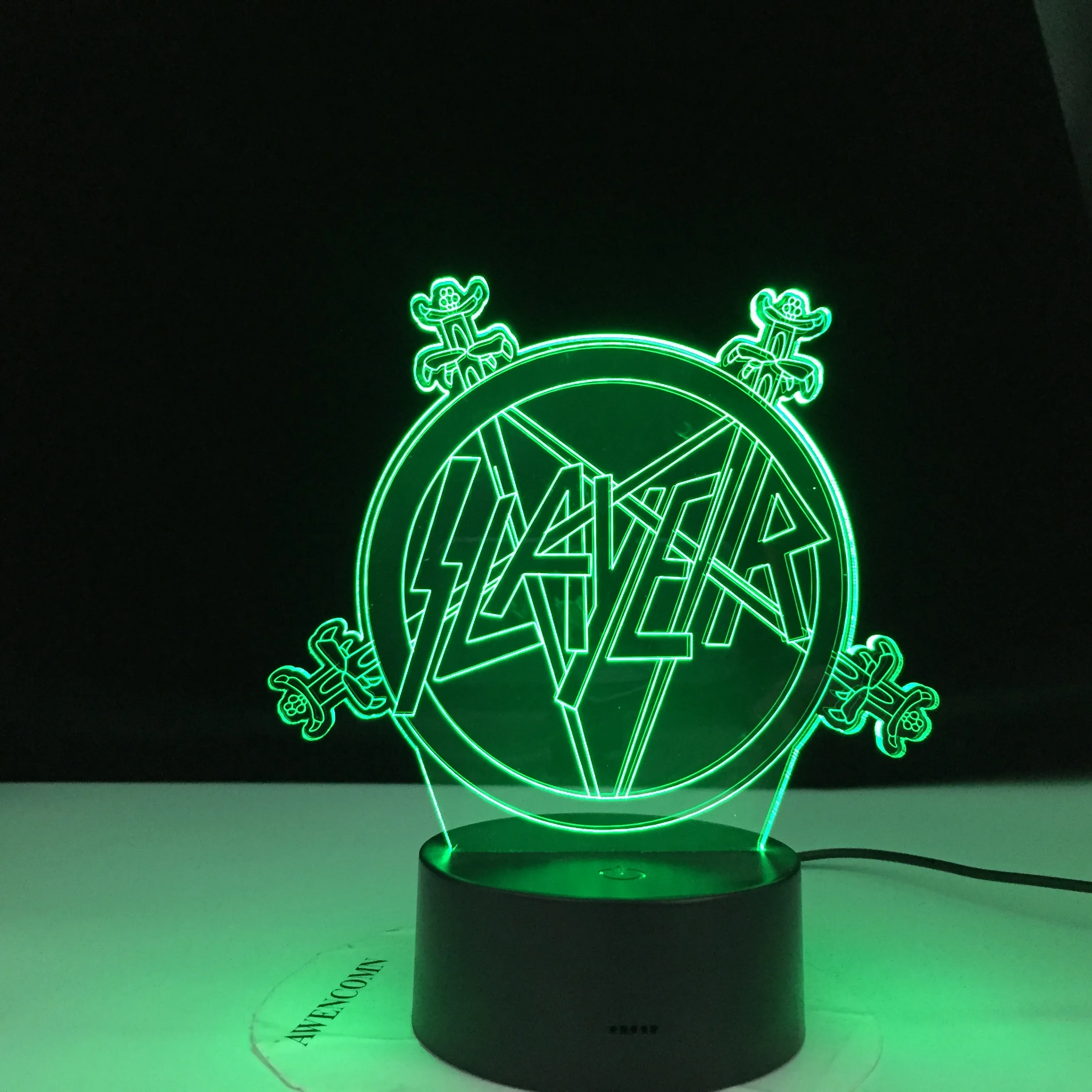 American Thrash Metal Band Slayer Logo Night Light Led Remote Control Color Changing Nightlight for Home Decor Event Prize Lamp | Лампы и