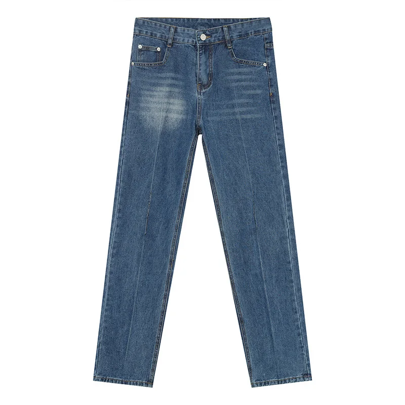 

IEFB Men's Korean Casual Jeans Pants With Holes Leg Vintage Streetwaer Fashion Straight Denim Trousers Trend Long Pants 9Y8569