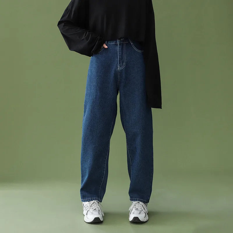 

Spring Summer Wide Leg Jeans Men's Fashion Casual Blue Black Jeans Men Streetwear Loose Hip-hop Straight-leg Denim Trousers Mens