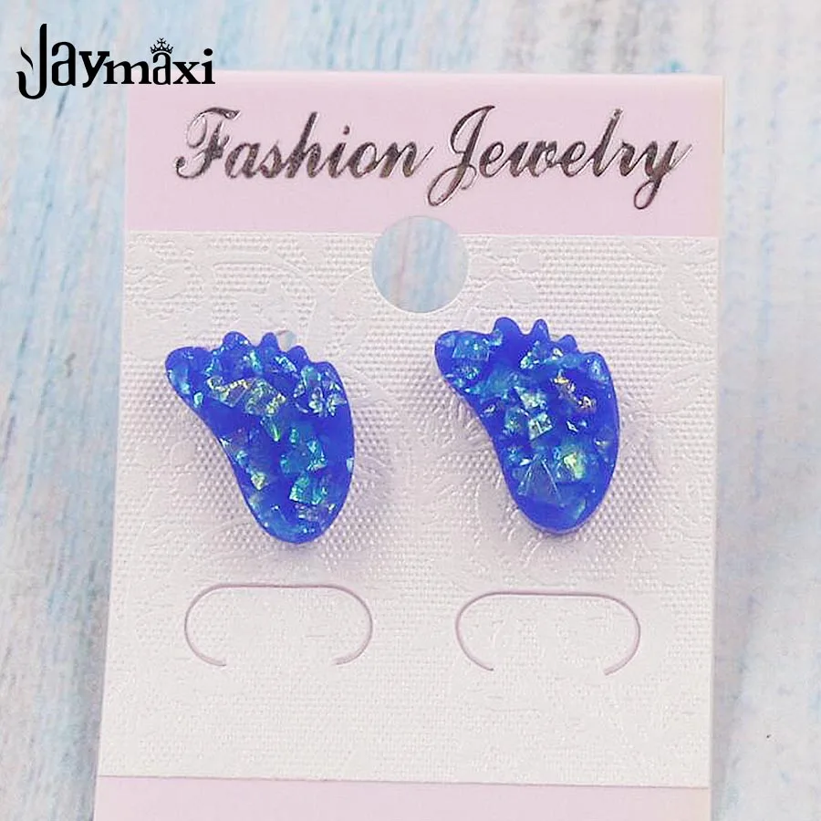 Jaymaxi новые милые детские серьги в виде ступней огненный опал розовый синий белый
