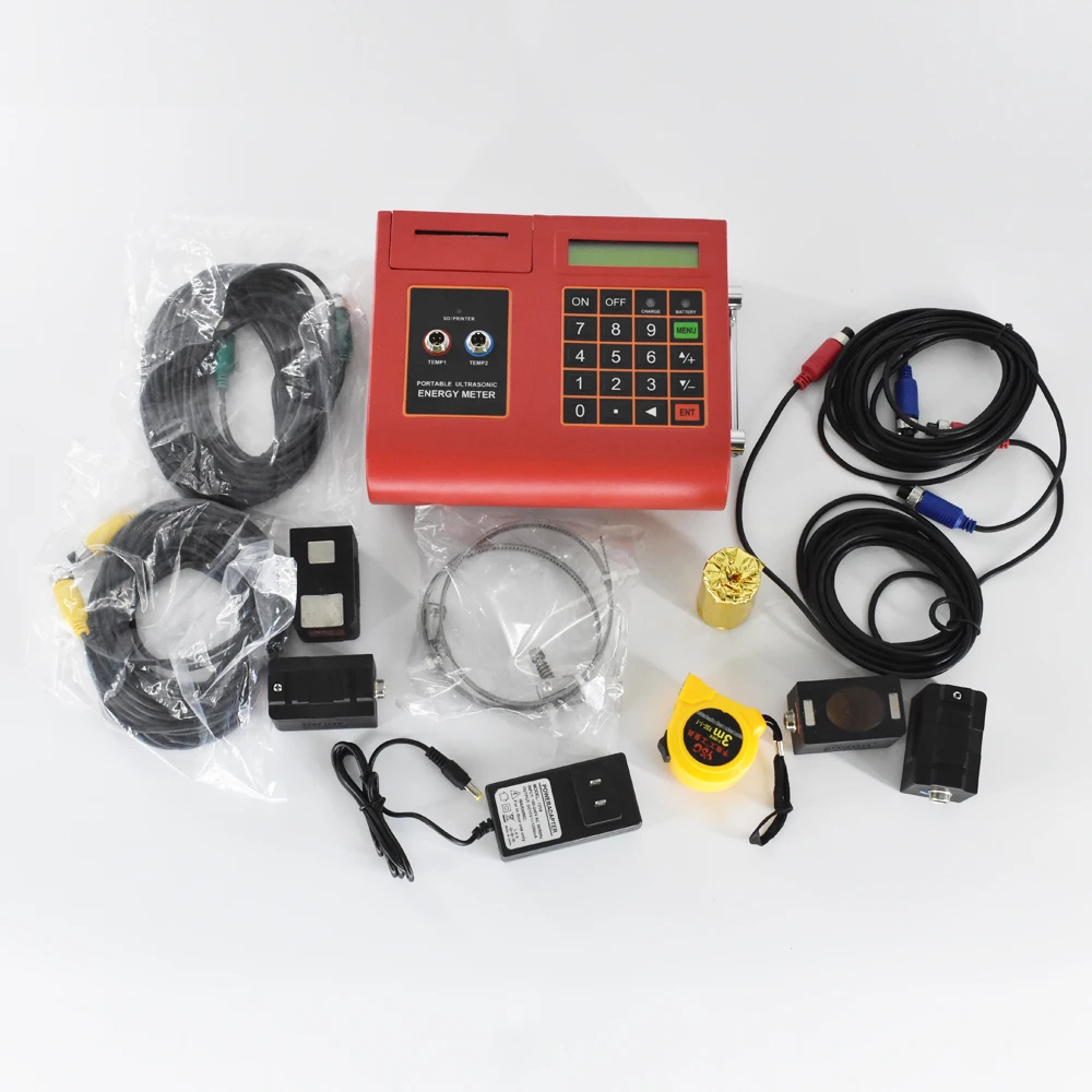

Portable Ultrasonic flow meter with Temperature/Heat Meter TUC-2000E built-in Printer Digital Liquid Flowmeter TM-1 Transducer