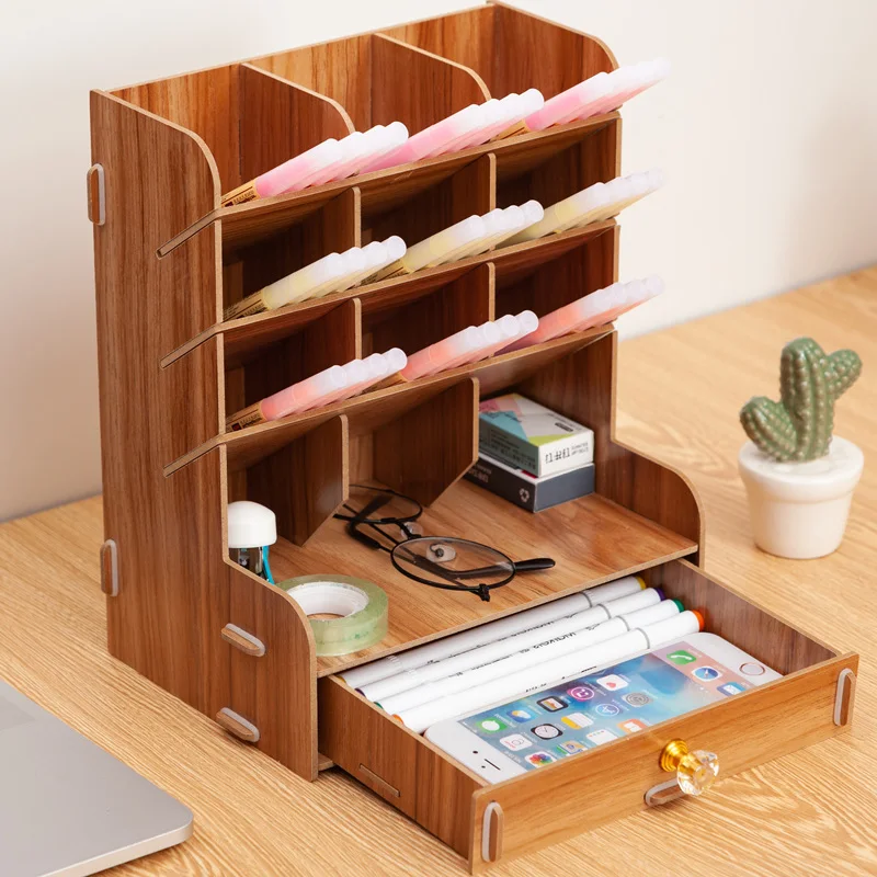 Деревянный Настольный органайзер многофункциональный держатель для карандашей
