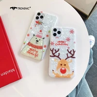 christmas xmas phone case for iphone 13 12 11 pro max xr xs max soft funny cartoon deers snowman case for iphone 7 8 plus covers