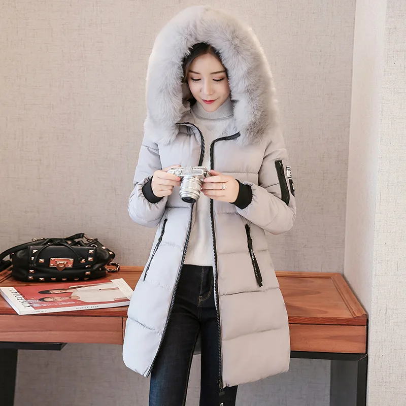 Parka Women Winter Coats Long Cotton Casual Fur Hooded Jackets Women Thick Warm Winter Parkas Female Overcoat Coat 2019