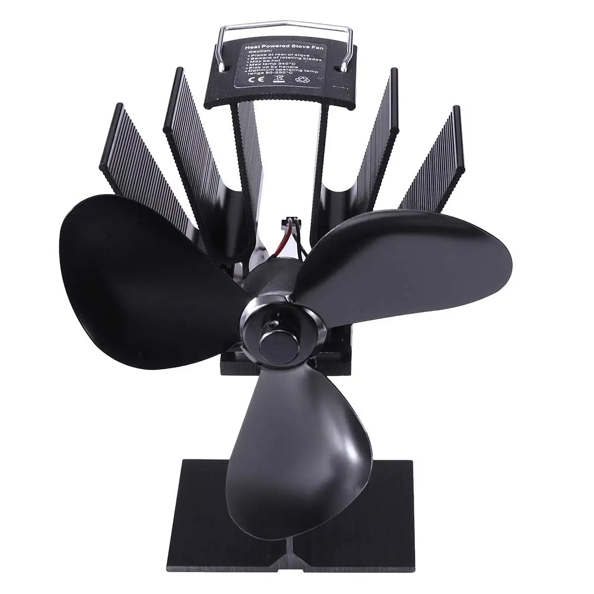 

Black Fireplace 3 Blade Heat Powered Stove Fan Log Wood Burner Eco Friendly Quiet Fan Home Efficient Heat Distribution