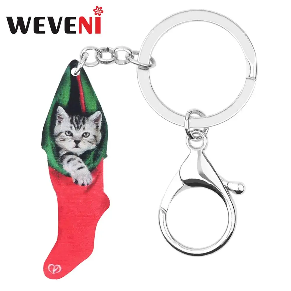 WEVENI акриловые рождественские носки американская короткошерстая кошка котенок