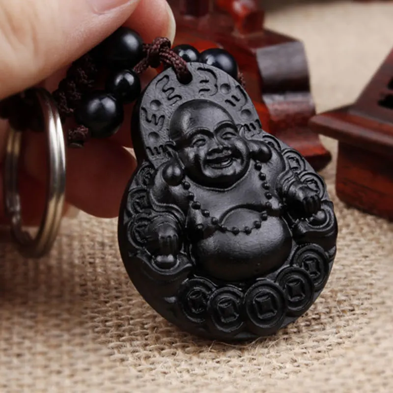 Черный счастливый будда авто брелок кулон красивый орнамент Авто Декор| |