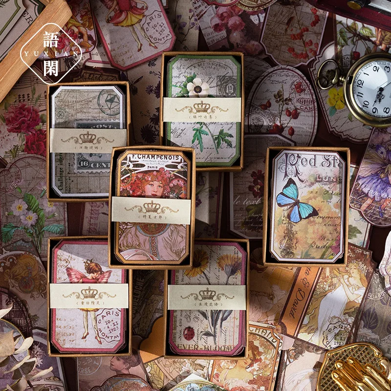 

60 шт./корт. Декоративные наклейки для заметок во время путешествий, этикетка для скрапбукинга, дневник, канцелярские принадлежности, альбом для телефона, винтажный растительный журнал, планировщик
