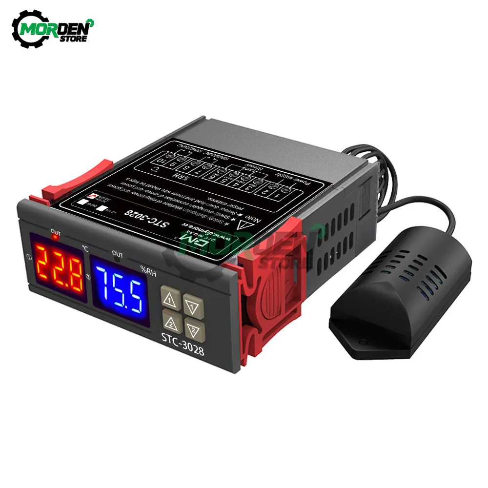 

Dropship AC 110V 220V Digital Temperature Humidity Controller Thermometer Hygrometer Incubator Thermostat Humidistat STC-3028
