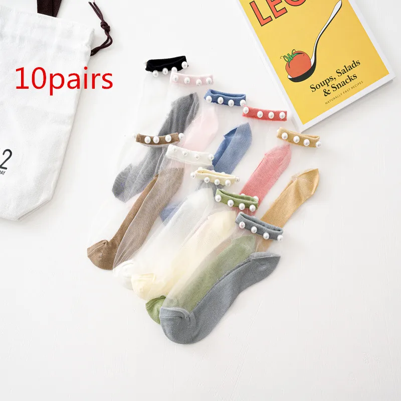 

10 pairs set lace socks women kawaii invisible short calcetines pack summer woman skarpetki damskie meias tulle white pink meia