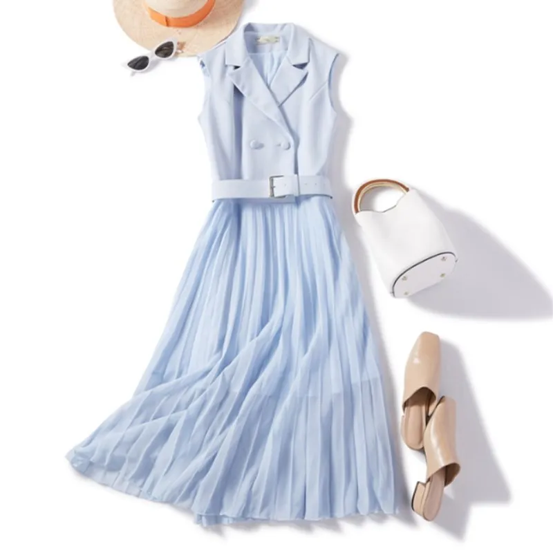 Женское летнее Элегантное синее лоскутное шифоновое длинное женское вечернее