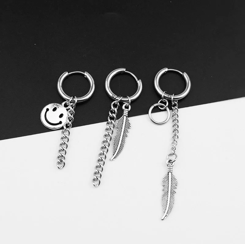 

Серьги-Клипсы из нержавеющей стали с перьями и бахромой