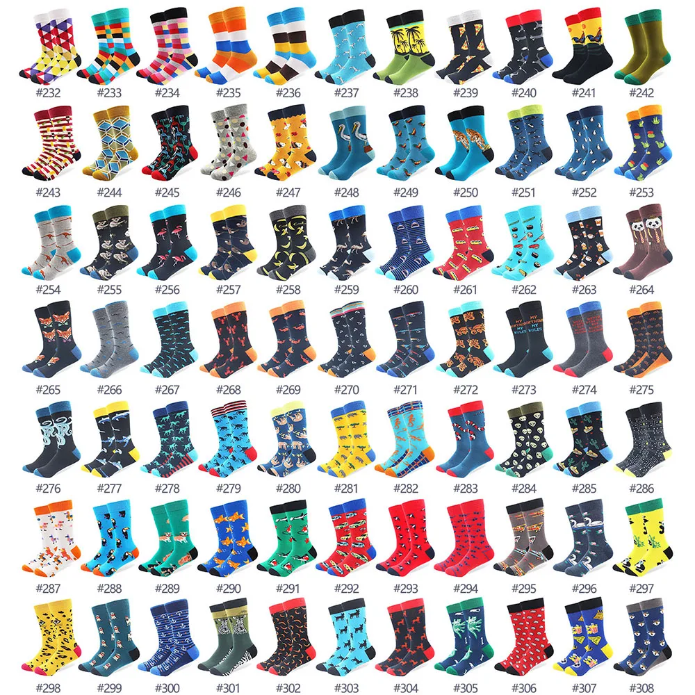 100 парт оптовая продажа мужские красочные полосатые Мультяшные носки из чесаного