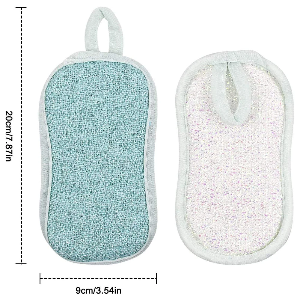 

4 Pcs Double-sided Sponge Scouring Pad Oil Cleaning Cloth Towel Bowl Brushes Reusable Microfiber Brush Random Color Dropship