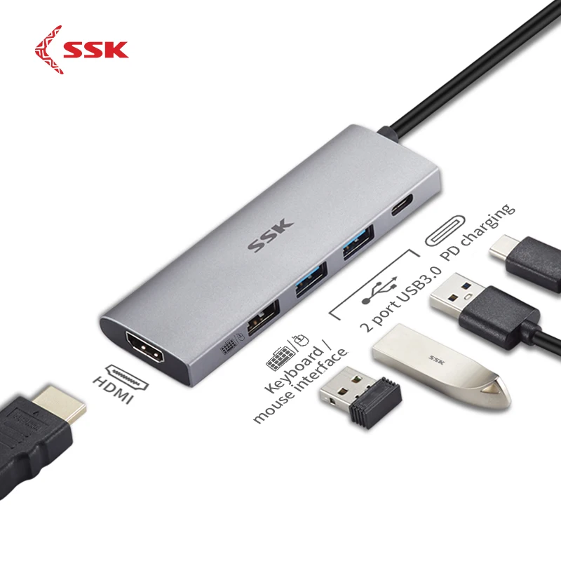 SSK Тип C концентратор usb хаб с разъемами типа и USB 3 0 клавиатура Мышь Интерфейс PD для