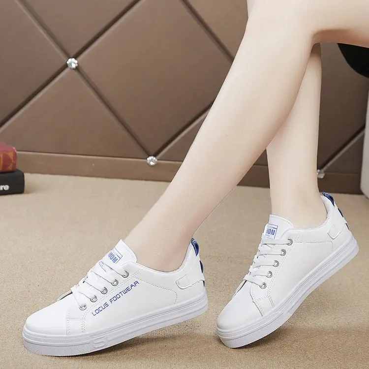 Женские туфли на шнуровке Белые Повседневные с круглым носком низким верхом 2020 |