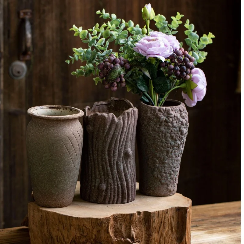 Цветочный горшок для суккулентных растений набор простой керамический розовый в