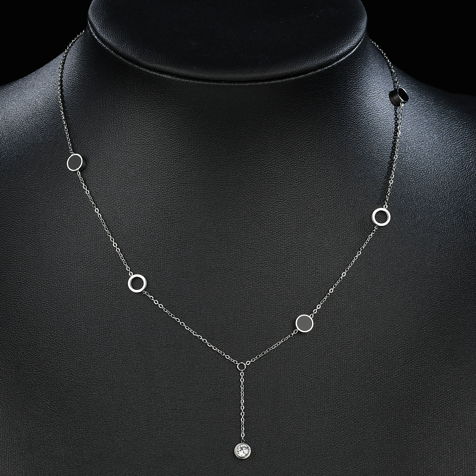 Модное кольцо из нержавеющей стали цепь ожерелья три круга простая Розочка