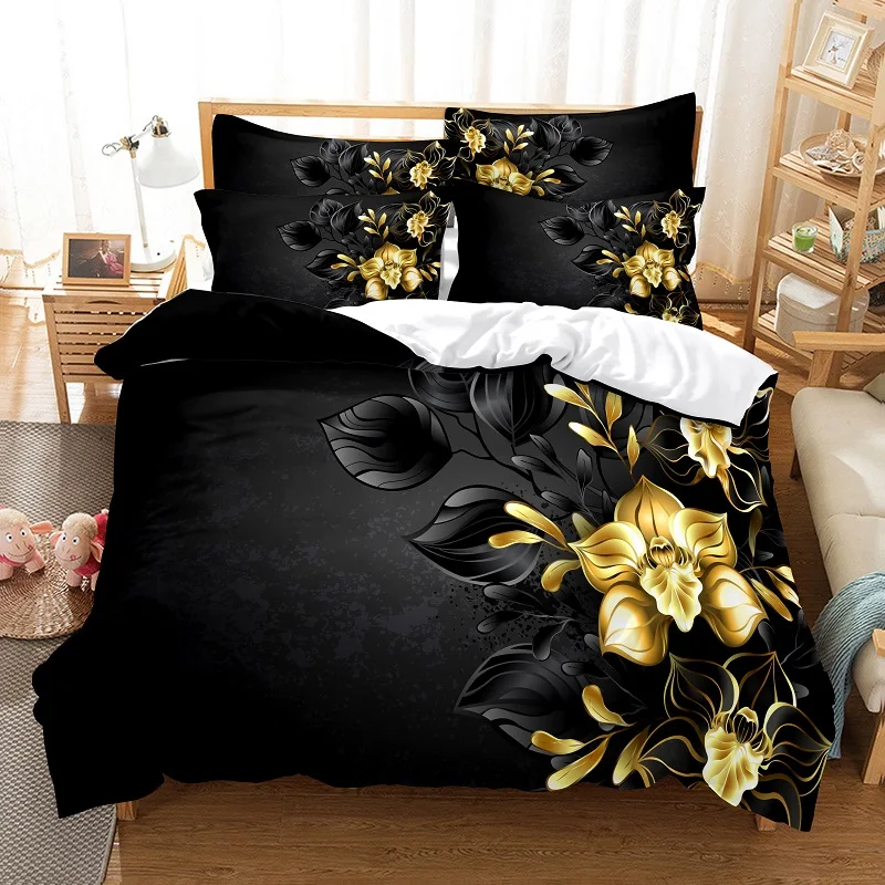 

3D Bedding Set Butterfly Flower Pattern Microfiber Comforter Duvet Cover Bedspread Bedclothes King Queen Size with Pillowcases