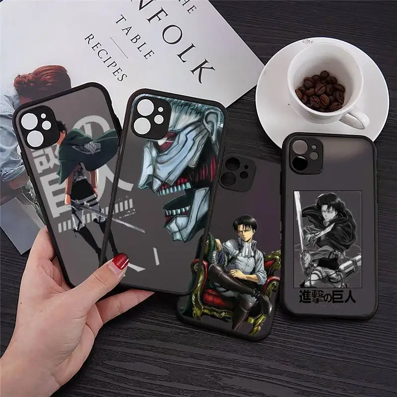 

Attack On Titan Levi Phone Case Transparent Matte for iPhone 7 8 11 12 s mini pro X XS XR MAX Plus Clear mobile bag iphone 12